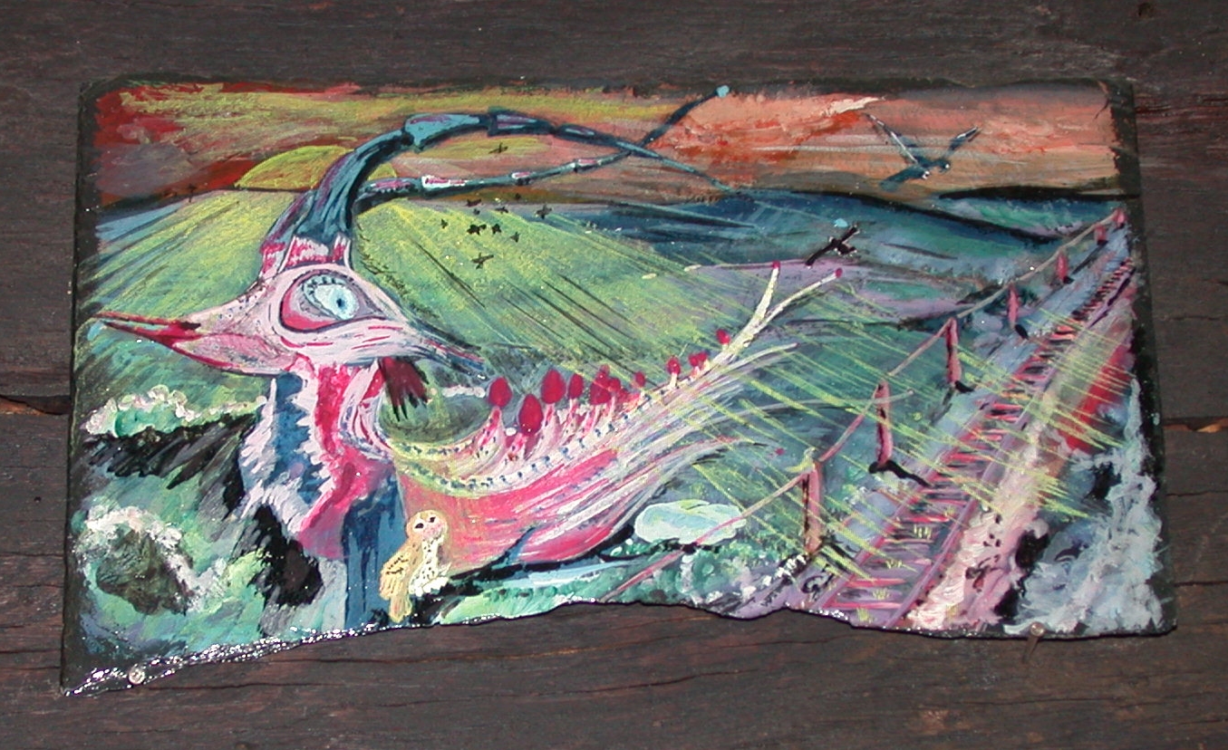 Créatures peintes sur ardoise. Creatures painted on slate. 2002-2014