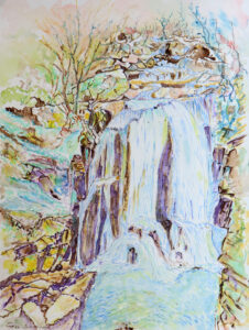 Sassenage: Grande Cascade. Aquarelle. 2022