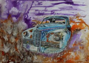 2024 Packard car wreck. Encre, Ink