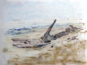 Skeleton Coast wreck. Namibia. Pastel. 2024