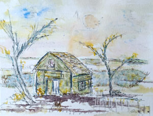 Cabane. Aquarelle, encre. 2025.