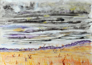 Orageux. Aquarelle, encre. 2025