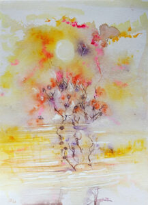 Pale astre. Aquarelle, encre. 2025