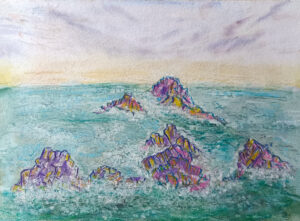 2025 Rochers marins, pastel