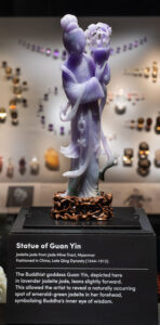 Figure 4. A carving of the Buddhist deity Guan Yin in lavender jadeite jade, fashioned in China during the late Qing Dynasty. Photo by D. Finnin, ©American Museum of Natural History. https://news.artnet.com/art-world/natural-history-museum-gems-and-minerals-1976